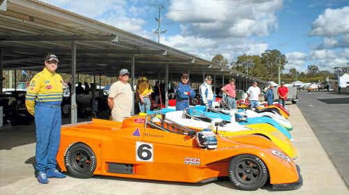 Sports 2000 class winner Ray Cleaver (left) with Keith Carling, Eric McDougall, Peter McNamara, Mike Gehde, John McKeon, Ron Hay and Bobby McGee at the Historic Queensland meeting at Morgan Park on Friday. Sports 2000 class winner Ray Cleaver (left) with Keith Carling, Eric McDougall, Peter McNamara, Mike Gehde, John McKeon, Ron Hay and Bobby McGee at the Historic Queensland meeting at Morgan Park on Friday.